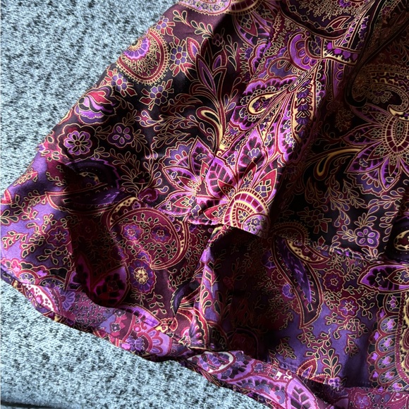 Anne Taylor LOFT 100% Silk Maroon/Plum Paisley Midi Dress Size 4 - Picture 4 of 12